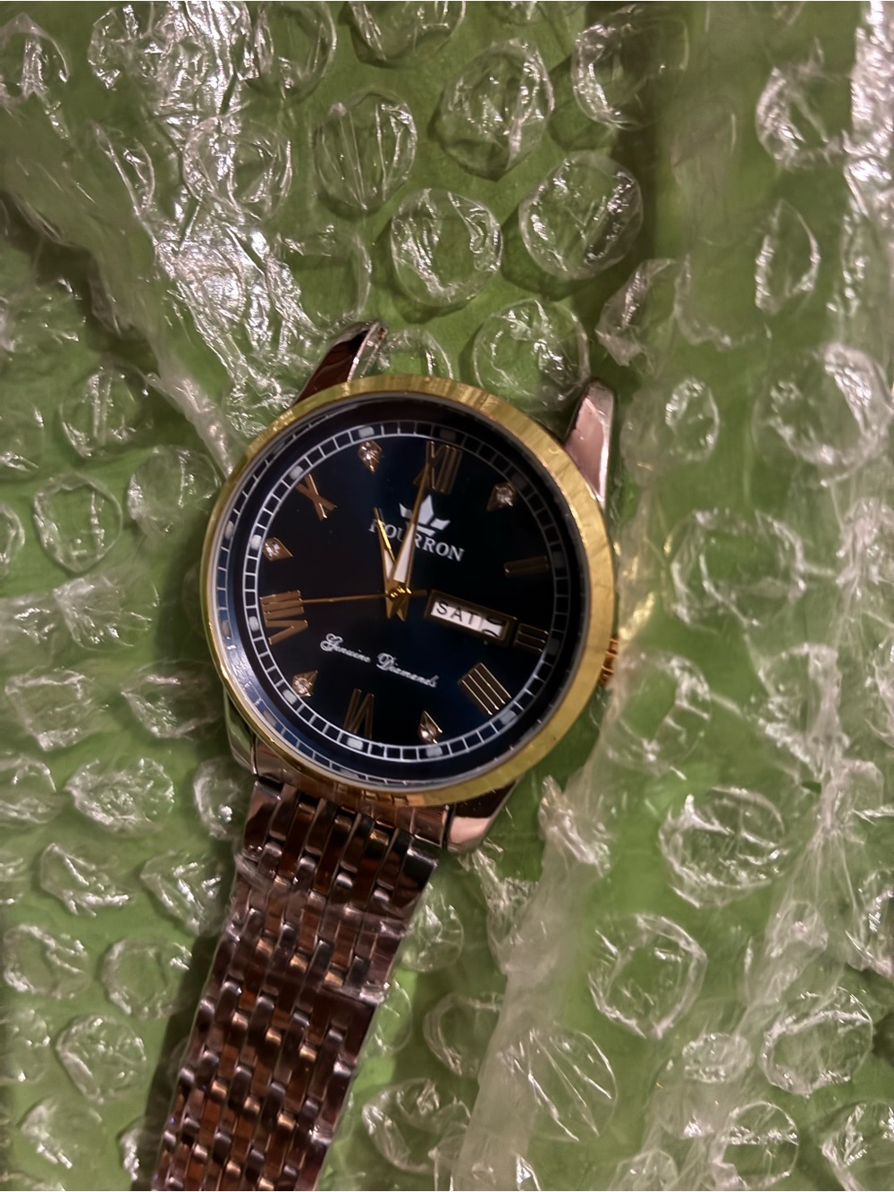 Men’s Gold-Tone Stainless Steel Watch with Black Dial
